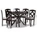 Baxton Studio Carlin Modern Transitional Grey Fabric Upholstered and Dark Brown Finished Wood 7-Piece Dining Set - Carlin-Grey/Dark Brown-7PC Dining Set