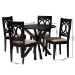 Baxton Studio Sanne Modern Beige Fabric and Espresso Brown Finished Wood 5-Piece Dining Set - Sanne-Sand/Dark Brown-5PC Dining Set