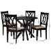 Baxton Studio Maya Modern Beige Fabric and Espresso Brown Finished Wood 5-Piece Dining Set - Maya-Sand/Dark Brown-5PC Dining Set
