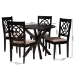 Baxton Studio Sadie Modern Beige Fabric and Espresso Brown Finished Wood 5-Piece Dining Set - Sadie-Sand/Dark Brown-5PC Dining Set