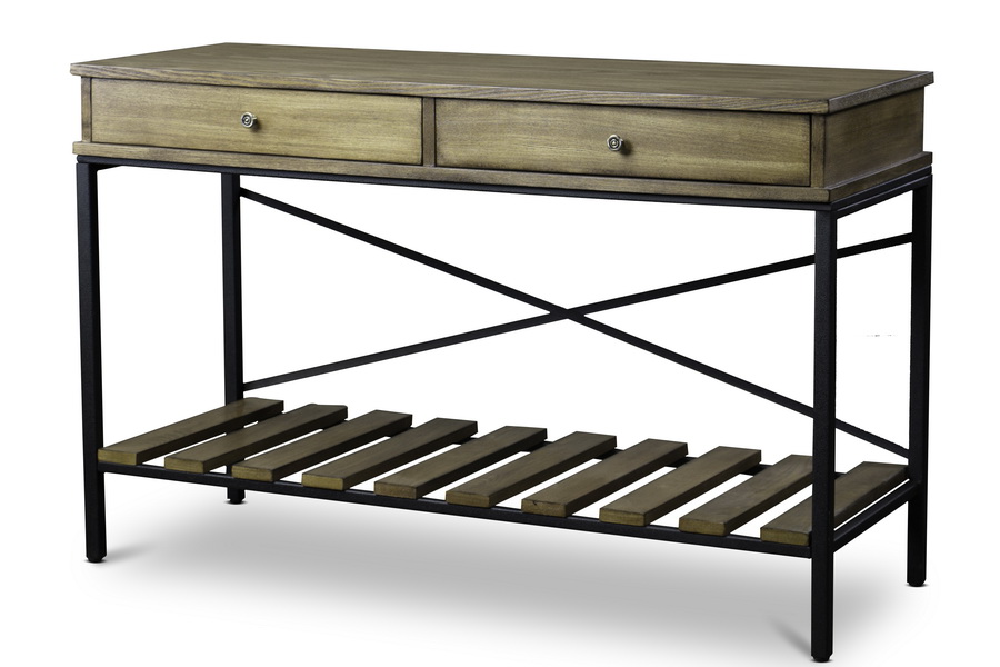 Metal Console Table Criss Cross, Wood And Metal Console Table With Shelves