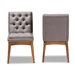 Baxton Studio Makar Modern Transitional Grey Fabric Upholstered and Walnut Brown Finished Wood 2-Piece Dining Chair Set - BBT5391-Grey/Walnut-DC