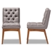 Baxton Studio Makar Modern Transitional Grey Fabric Upholstered and Walnut Brown Finished Wood 2-Piece Dining Chair Set - BBT5391-Grey/Walnut-DC