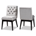Baxton Studio Makar Modern Transitional Light Grey Fabric Upholstered and Walnut Brown Finished Wood 2-Piece Dining Chair Set