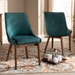 Baxton Studio Gilmore Modern and Contemporary Teal Velvet Fabric Upholstered and Walnut Brown Finished Wood 2-Piece Dining Chair Set - BBT5381-Teal Velvet/Walnut-DC