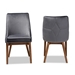 Baxton Studio Gilmore Modern and Contemporary Grey Velvet Fabric Upholstered and Walnut Brown Finished Wood 2-Piece Dining Chair Set - BBT5381-Grey Velvet/Walnut-DC