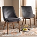 Baxton Studio Gilmore Modern and Contemporary Grey Velvet Fabric Upholstered and Walnut Brown Finished Wood 2-Piece Dining Chair Set - BBT5381-Grey Velvet/Walnut-DC