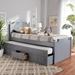 Baxton Studio Mariana Traditional Transitional Grey Finished Wood Twin Size 3-Drawer Storage Bed with Pull-Out Trundle Bed - Mariana-Grey-3DW-Twin