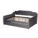 Baxton Studio Freda Transitional and Contemporary Grey Velvet Fabric Upholstered and Button Tufted Full Size Daybed with Trundle - Freda-Grey Velvet-Daybed-F/T