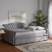 Baxton Studio Freda Transitional and Contemporary Grey Velvet Fabric Upholstered and Button Tufted Full Size Daybed with Trundle - Freda-Grey Velvet-Daybed-F/T