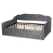 Baxton Studio Freda Transitional and Contemporary Grey Velvet Fabric Upholstered and Button Tufted Full Size Daybed - Freda-Grey Velvet-Daybed-Full