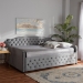 Baxton Studio Freda Transitional and Contemporary Grey Velvet Fabric Upholstered and Button Tufted Full Size Daybed - Freda-Grey Velvet-Daybed-Full