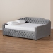 Baxton Studio Freda Transitional and Contemporary Grey Velvet Fabric Upholstered and Button Tufted Full Size Daybed - Freda-Grey Velvet-Daybed-Full