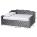 Baxton Studio Freda Transitional and Contemporary Grey Velvet Fabric Upholstered and Button Tufted Full Size Daybed - Freda-Grey Velvet-Daybed-Full