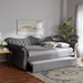 Baxton Studio Abbie Traditional and Transitional Grey Velvet Fabric Upholstered and Crystal Tufted Full Size Daybed with Trundle - Abbie-Grey Velvet-Daybed-F/T