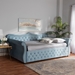 Baxton Studio Abbie Traditional and Transitional Light Blue Velvet Fabric Upholstered and Crystal Tufted Queen Size Daybed - Abbie-Light Blue Velvet-Daybed-Queen