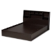 Baxton Studio Geoffrey Modern and Contemporary Dark Brown Finished Wood Queen Size Platform Storage Bed with Shelves - SEBED13014026-Modi Wenge-Queen