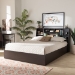 Baxton Studio Geoffrey Modern and Contemporary Dark Brown Finished Wood Queen Size Platform Storage Bed with Shelves - SEBED13014026-Modi Wenge-Queen