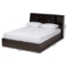 Baxton Studio Geoffrey Modern and Contemporary Dark Brown Finished Wood Queen Size Platform Storage Bed with Shelves - SEBED13014026-Modi Wenge-Queen