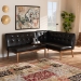 Baxton Studio Arvid Mid-Century Modern Dark Brown Faux Leather Upholstered 2-Piece Wood Dining Nook Banquette Set - BBT8051-Dark Brown/Walnut-2PC SF Bench