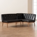 Baxton Studio Arvid Mid-Century Modern Dark Brown Faux Leather Upholstered 2-Piece Wood Dining Nook Banquette Set - BBT8051-Dark Brown/Walnut-2PC SF Bench