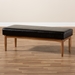 Baxton Studio Arvid Mid-Century Modern Dark Brown Faux Leather Upholstered Wood Dining Bench - BBT8051-Dark Brown/Walnut-Bench
