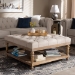 Baxton Studio Kelly Modern and Rustic Beige Linen Fabric Upholstered and Greywashed Wood Cocktail Ottoman - JY-0001-Beige/Greywashed-Otto