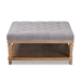 Baxton Studio Kelly Modern and Rustic Grey Linen Fabric Upholstered and Greywashed Wood Cocktail Ottoman - JY-0001-Grey/Greywashed-Otto