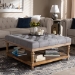 Baxton Studio Kelly Modern and Rustic Grey Linen Fabric Upholstered and Greywashed Wood Cocktail Ottoman - JY-0001-Grey/Greywashed-Otto