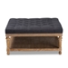 Baxton Studio Kelly Modern and Rustic Charcoal Linen Fabric Upholstered and Greywashed Wood Cocktail Ottoman - JY-0001-Charcoal/Greywashed-Otto