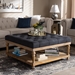 Baxton Studio Kelly Modern and Rustic Charcoal Linen Fabric Upholstered and Greywashed Wood Cocktail Ottoman - JY-0001-Charcoal/Greywashed-Otto