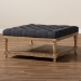 Baxton Studio Kelly Modern and Rustic Charcoal Linen Fabric Upholstered and Greywashed Wood Cocktail Ottoman - JY-0001-Charcoal/Greywashed-Otto
