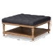 Baxton Studio Kelly Modern and Rustic Charcoal Linen Fabric Upholstered and Greywashed Wood Cocktail Ottoman - JY-0001-Charcoal/Greywashed-Otto