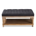 Baxton Studio Lindsey Modern and Rustic Charcoal Linen Fabric Upholstered and Greywashed Wood Cocktail Ottoman - JY-0002-Charcoal/Greywashed-Otto