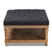 Baxton Studio Lindsey Modern and Rustic Charcoal Linen Fabric Upholstered and Greywashed Wood Cocktail Ottoman - JY-0002-Charcoal/Greywashed-Otto