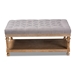 Baxton Studio Lindsey Modern and Rustic Grey Linen Fabric Upholstered and Greywashed Wood Cocktail Ottoman - JY-0002-Grey/Greywashed-Otto