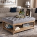 Baxton Studio Lindsey Modern and Rustic Grey Linen Fabric Upholstered and Greywashed Wood Cocktail Ottoman - JY-0002-Grey/Greywashed-Otto