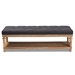 Baxton Studio Linda Modern and Rustic Charcoal Linen Fabric Upholstered and Greywashed Wood Storage Bench - JY-0003-Charcoal/Greywashed-Bench