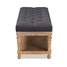 Baxton Studio Linda Modern and Rustic Charcoal Linen Fabric Upholstered and Greywashed Wood Storage Bench - JY-0003-Charcoal/Greywashed-Bench