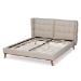 Baxton Studio Gretchen Modern and Contemporary Light Beige Fabric Upholstered and Walnut Brown Finished Wood Queen Size Platform Wingback Bed - BBT6917-Light Beige/Walnut-Queen