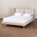 Baxton Studio Gretchen Modern and Contemporary Light Beige Fabric Upholstered and Walnut Brown Finished Wood Queen Size Platform Wingback Bed - BBT6917-Light Beige/Walnut-Queen