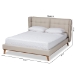 Baxton Studio Gretchen Modern and Contemporary Light Beige Fabric Upholstered and Walnut Brown Finished Wood Queen Size Platform Wingback Bed - BBT6917-Light Beige/Walnut-Queen
