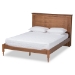 Baxton Studio Danielle Traditional and Transitional Rustic Ash Walnut Brown Finished Wood Queen Size Platform Storage Bed with Built-In Shelves