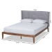 Baxton Studio Edmond Modern and Contemporary Grey Fabric Upholstered and Ash Walnut Brown Finished Wood Full Size Platform Bed - MG0019-Grey/Ash Walnut-Full