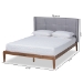 Baxton Studio Edmond Modern and Contemporary Grey Fabric Upholstered and Ash Walnut Brown Finished Wood Full Size Platform Bed - MG0019-Grey/Ash Walnut-Full