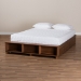 Baxton Studio Arthur Modern Rustic Ash Walnut Brown Finished Wood King Size Platform Bed with Built-In Shelves - MG6001-1S-Ash Walnut-4DW-King