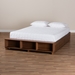 Baxton Studio Arthur Modern Rustic Ash Walnut Brown Finished Wood Full Size Platform Bed with Built-In Shelves - MG6001-1S-Ash Walnut-4DW-Full
