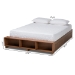 Baxton Studio Arthur Modern Rustic Ash Walnut Brown Finished Wood King Size Platform Bed with Built-In Shelves - MG6001-1S-Ash Walnut-4DW-King