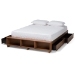 Baxton Studio Arthur Modern Rustic Ash Walnut Brown Finished Wood King Size Platform Bed with Built-In Shelves - MG6001-1S-Ash Walnut-4DW-King