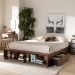 Baxton Studio Arthur Modern Rustic Ash Walnut Brown Finished Wood King Size Platform Bed with Built-In Shelves - MG6001-1S-Ash Walnut-4DW-King